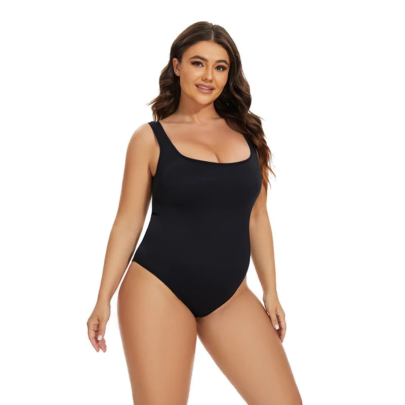 Ribbed Jumpsuit Daily Shaper Bodysuits Compression Open Crotch Shapewear Suit Playsuit - The Clothing Company Sydney