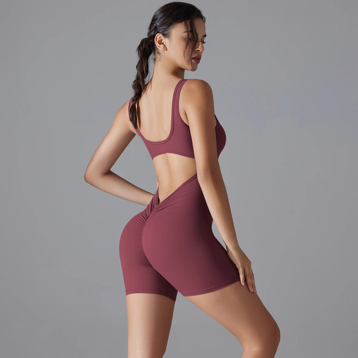 One Piece V Back Sports Jumpsuit Gym Romper Sleeveless Sportswear Bodysuit Women's Casual One-Piece Suit Yoga Clothing Set The Clothing Company Sydney