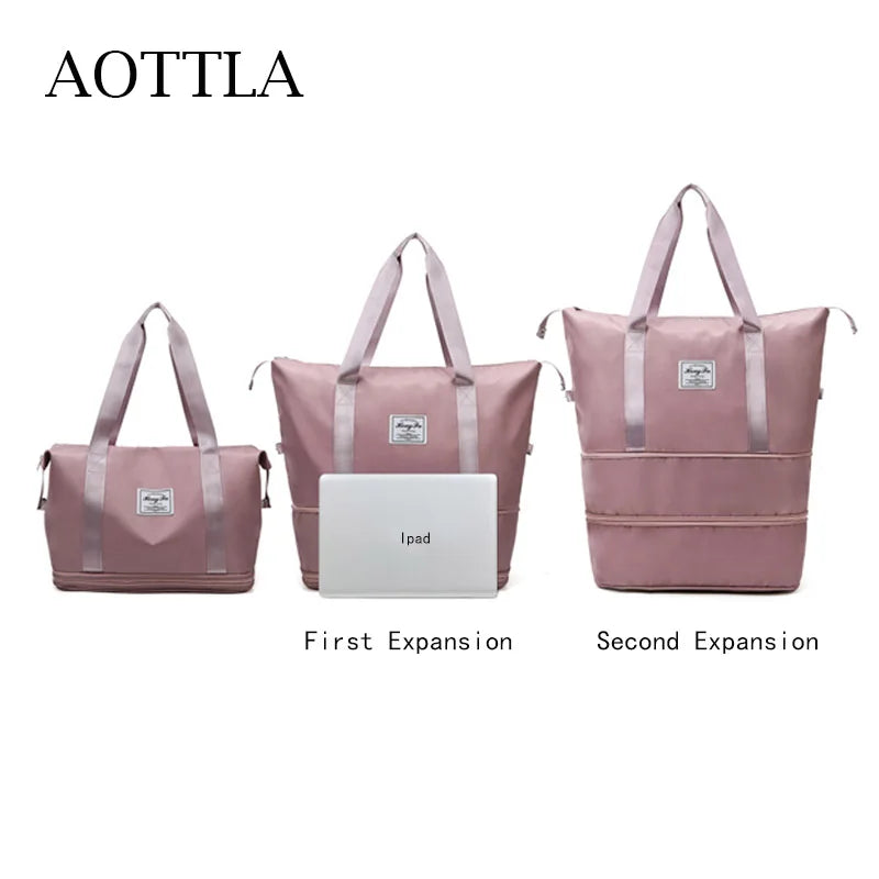 Travel Bag Women Shoulder Bag Casual Handbag Double Zipper Expansion Bag Large Bag Fashion Luggage Bag - The Clothing Company Sydney