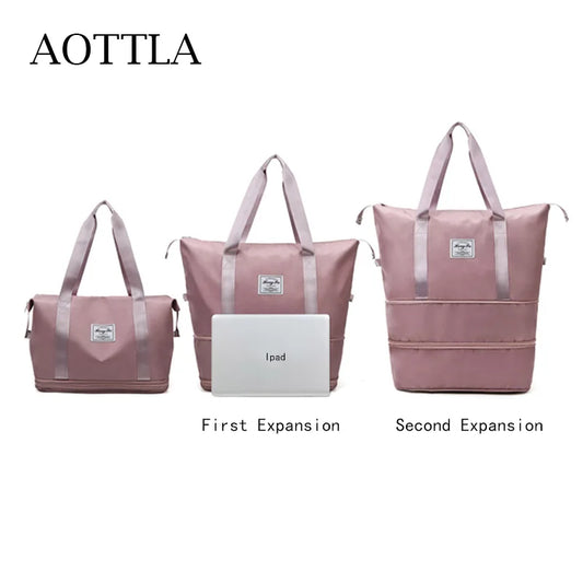 Travel Bag Women Shoulder Bag Casual Handbag Double Zipper Expansion Bag Large Bag Fashion Luggage Bag - The Clothing Company Sydney