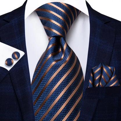 Blue Paisley Silk Tie Set – Necktie, Cufflinks & Hanky for Men The Clothing Company Sydney