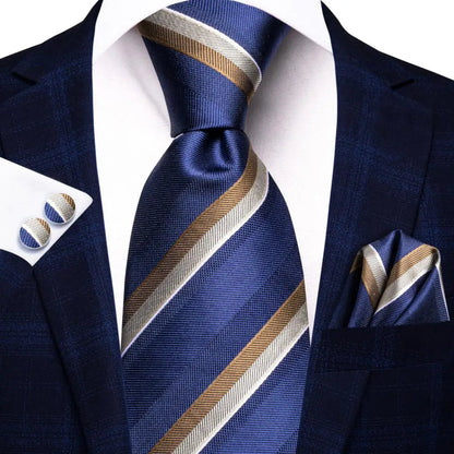 Blue Paisley Silk Tie Set – Necktie, Cufflinks & Hanky for Men The Clothing Company Sydney