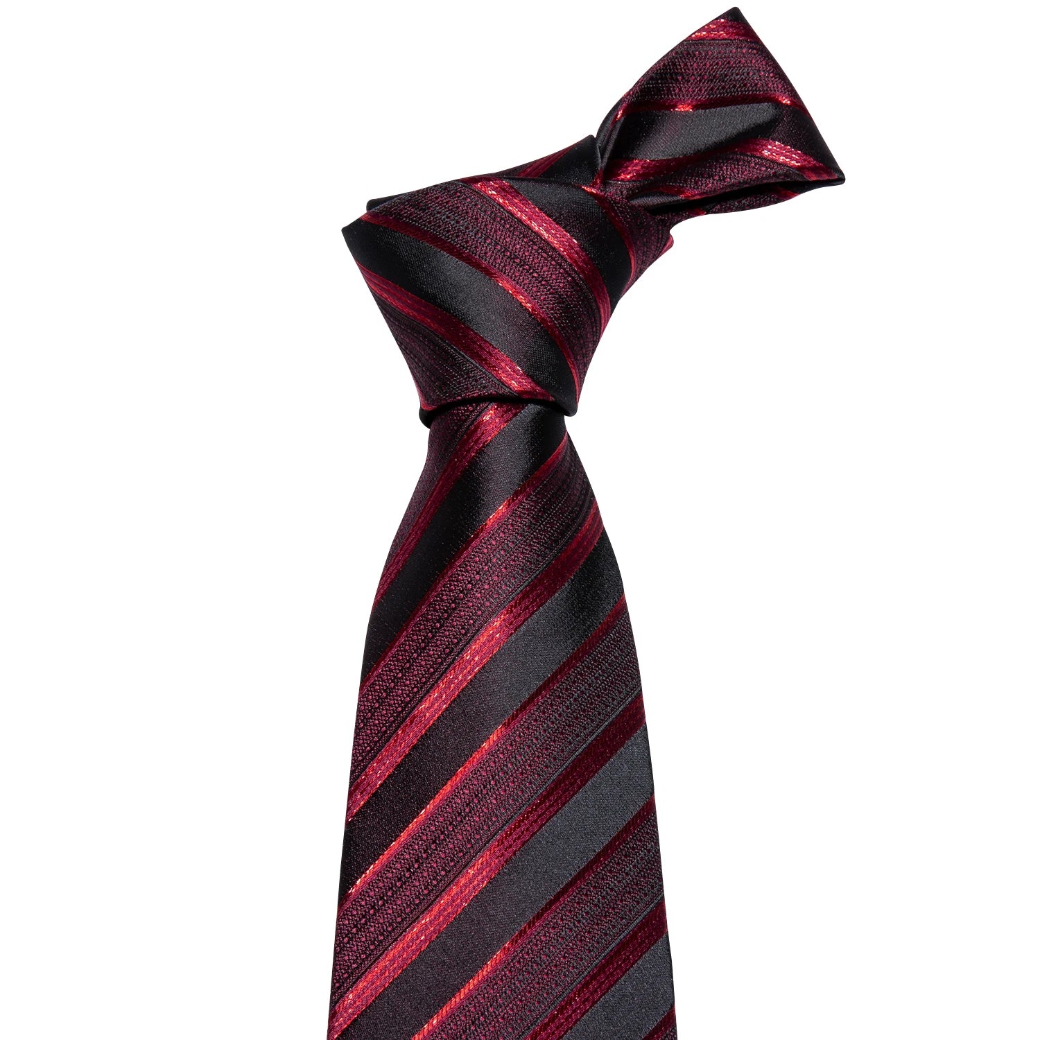 Men's Business Red Striped Silk Tie Hanky Cufflinks Wedding Party Casual Necktie Set - The Clothing Company Sydney