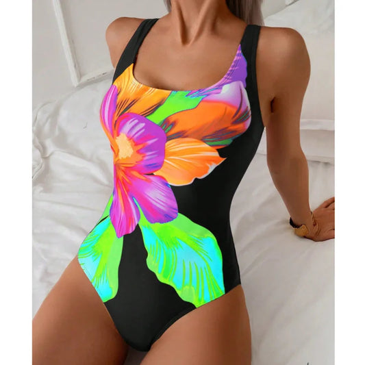 Summer Print One Piece Swimsuits Closed Women Swimwear Push Up Swimming Wear Body Bathing Suits Beachwear - The Clothing Company Sydney