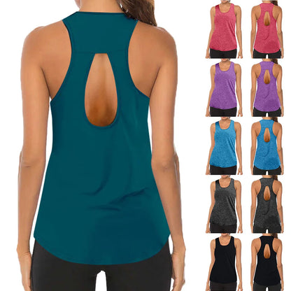 Women's Yoga Tops Loose Thin Sports Vest Breathable Sleeveless T-shirt Gym Fitness Running Shirts Tank Tops - The Clothing Company Sydney