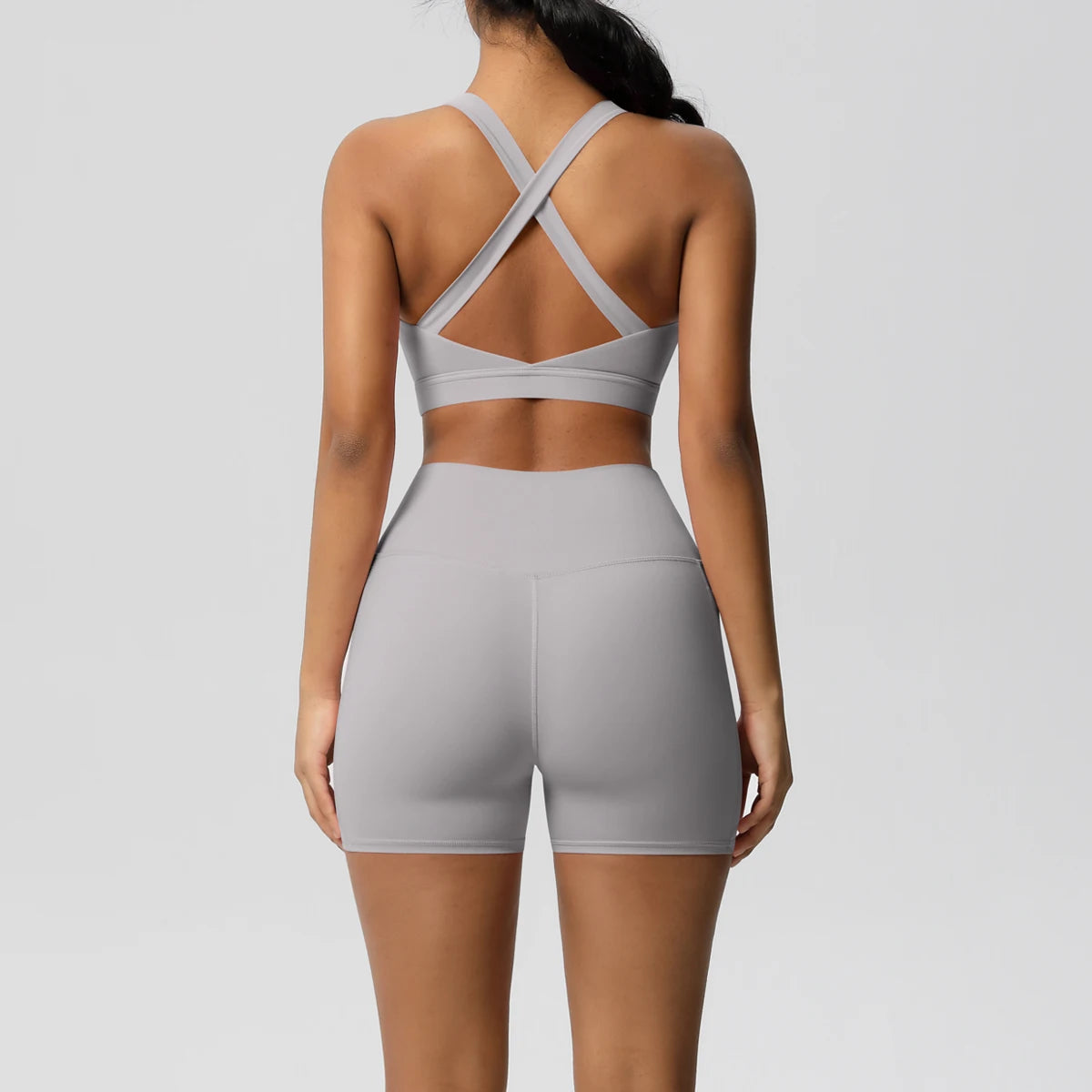 2 Piece Sportswear Pocketed Yoga Set Gym Clothes Yoga Suits Womens Sports Shorts Crossover Bra Gym Leggings Bike Shorts Set The Clothing Company Sydney