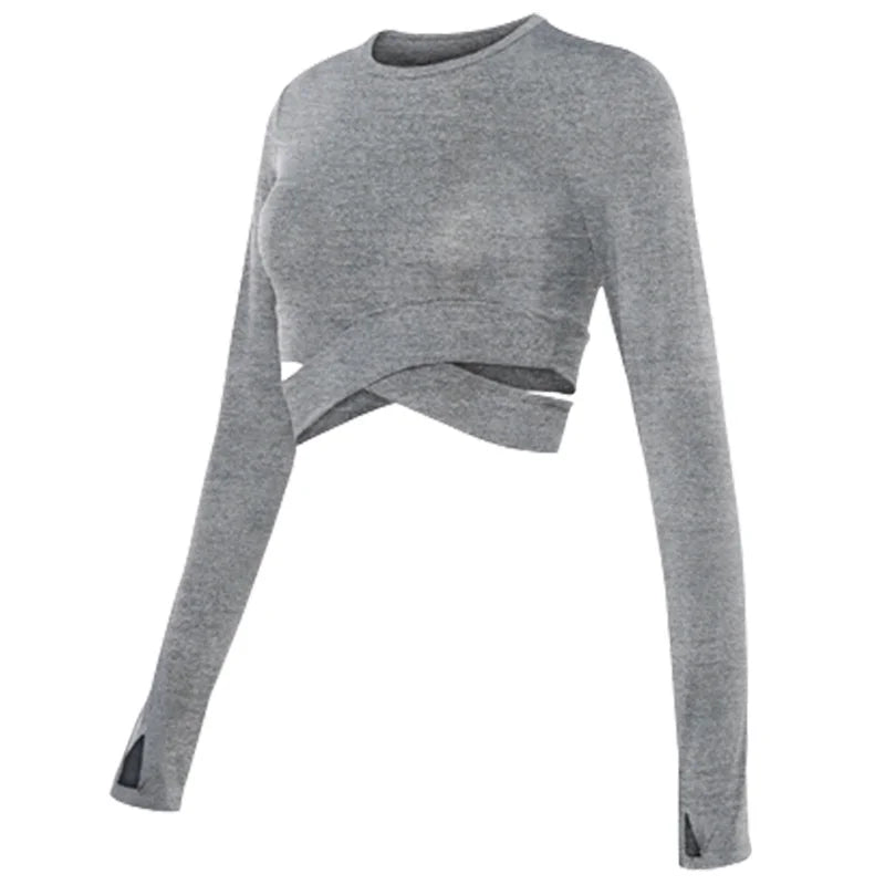 Long Sleeve Midriff Yoga Tops Sports Fitness Crop Top Gym Shirts Slim Fit Running Tank Tops Criss Cross Top The Clothing Company Sydney