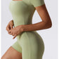 Summer Yoga Suit Women's Short One Piece Short Sleeve Gym Push Up Training Fitness Bodysuit Sportswear Outfit