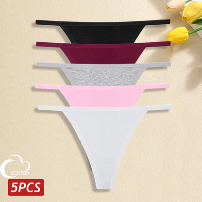 5 Pack Women's Cotton Panties Underwear Low Waist G-String Thongs Breathable Lingerie Set The Clothing Company Sydney