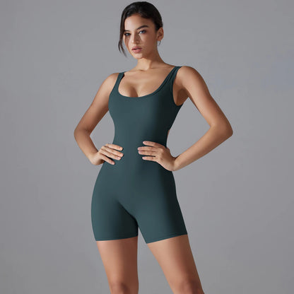 V Back Scrunch Sports Jumpsuit Gym Romper Sleeveless Sportswear Bodysuits Women Casual One-Piece Suit Yoga Clothing - The Clothing Company Sydney