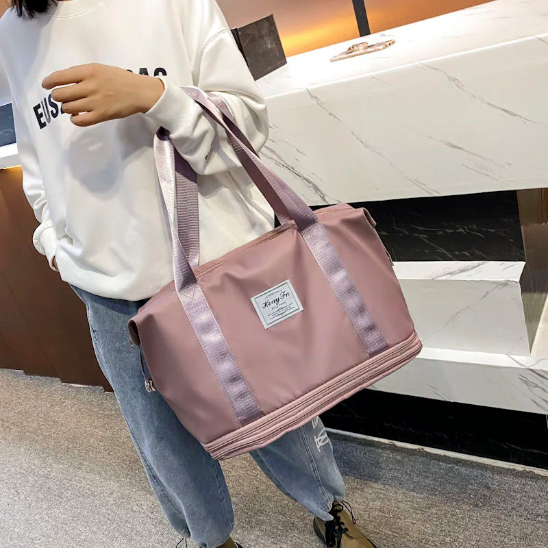 Travel Bag Women Shoulder Bag Casual Handbag Double Zipper Expansion Bag Large Bag Fashion Luggage Bag - The Clothing Company Sydney