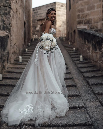 Customized Strapless Wedding Dress Featuring Stunning Crystals Lace Appliques and Flowy  Silhouette Bridal Dress The Clothing Company Sydney