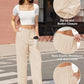 High Waisted Fashion Wide Leg Trousers Womens Loose Casual Lightweight Soft Button Closure 2 Pockets Pants The Clothing Company Sydney