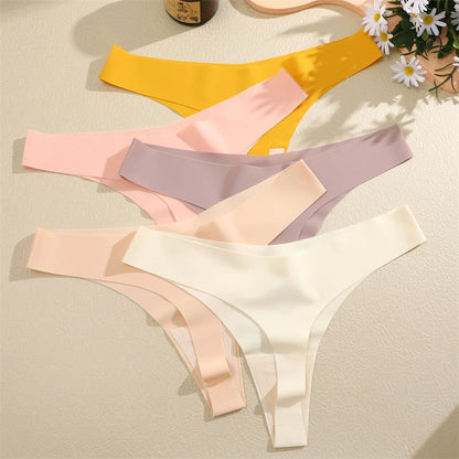 3 Pack Women Ice Silk Seamless Underpants Panties V-Waist Sport Thongs Low Rise Breathable G-string Underwear - The Clothing Company Sydney