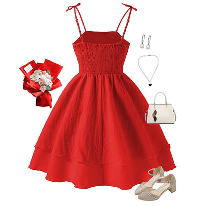 Kids Set Pink Tiered Sling Princess Dress Sweet Style Tween Girls Dress Birthday Party Dress The Clothing Company Sydney