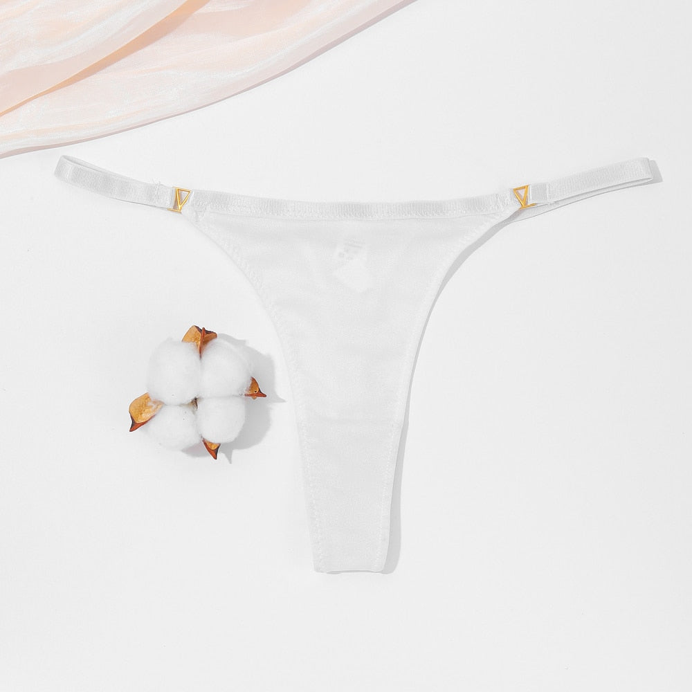 3 Pack Set Women's Panties Low Waist Cotton G-string Thong Panties Solid Colour Metal T-pants Panties Lingerie The Clothing Company Sydney