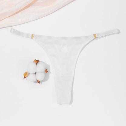 3 Pack Set Women's Panties Low Waist Cotton G-string Thong Panties Solid Colour Metal T-pants Panties Lingerie The Clothing Company Sydney