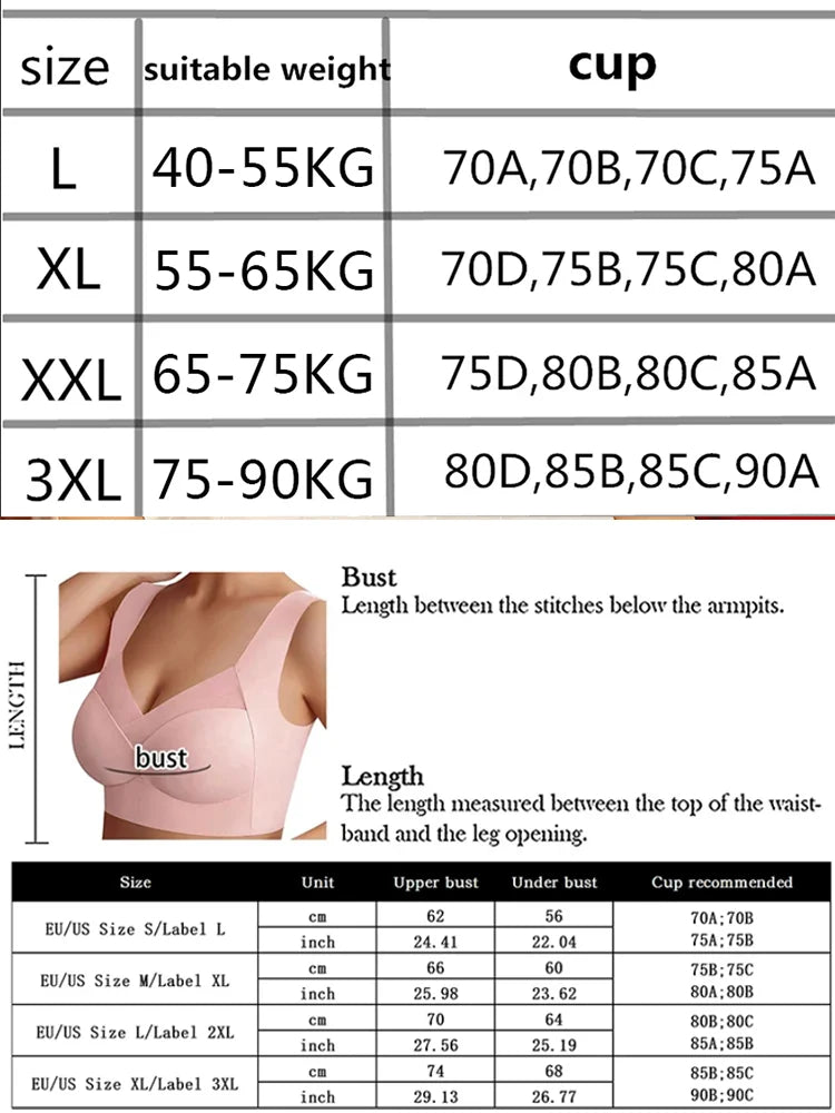 2 Pack Women's Lace Plus Size Seamless Bra Bralette Backless Brassiere Vest Female Gather Shock-Proof Wireless Sports Bra The Clothing Company Sydney