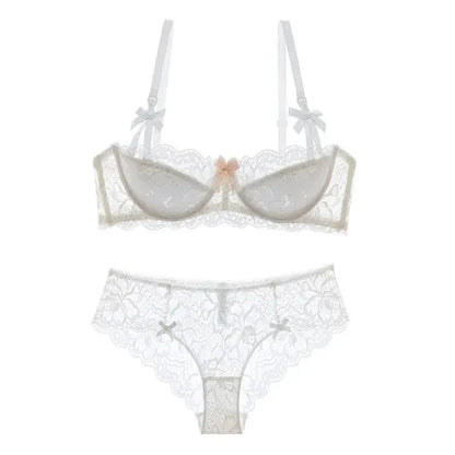 2 Piece Pull-up Bra with Bow Breathable Lace Bra Anti-slip Cup Date Night Set The Clothing Company Sydney