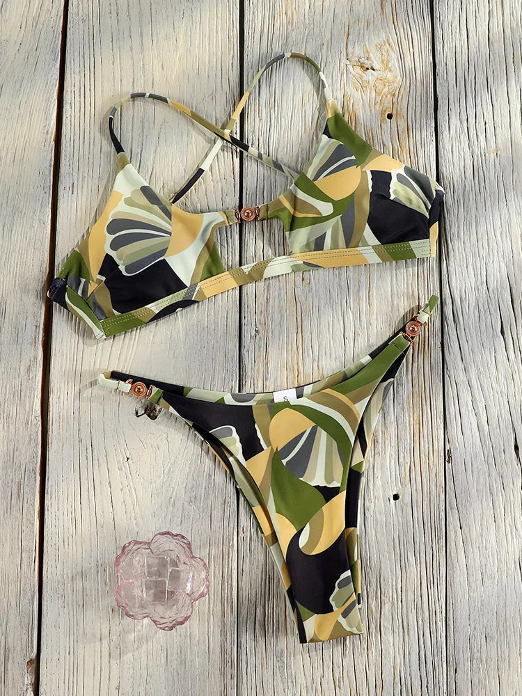 2 Piece Push Up Bikinis Two Piece Suit Bathsuit Bikini Sets Hollow Out Swimsuit String Bathwear Low Waist Swimwear - The Clothing Company Sydney