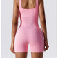 Women's Yoga Rompers One Piece Seamless Ribbed Jumpsuit Padded Sports Bra Romper Fashion Fitness Sportwear The Clothing Company Sydney