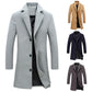 Single Breasted Lapel Long Coat Jacket Fashion Autumn Winter Casual Overcoat Plus Size Trench Men's Woolen Coats Solid Color - The Clothing Company Sydney