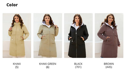 Women's jacket spring zipper long trench hooded outwear parka coat - The Clothing Company Sydney