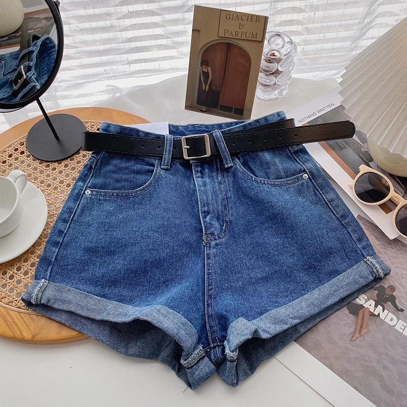 High Waist Plus-size Women Jeans Student Casual Versatile Trendy A- line Hot Pants Cotton Jeans Shorts The Clothing Company Sydney
