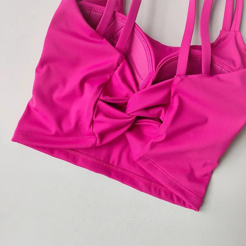 Women's Sports Bras Fitness Top Lingerie, Push Up Fixed Pad Yoga Bra Knotted Back Running Vest Gym Tops The Clothing Company Sydney