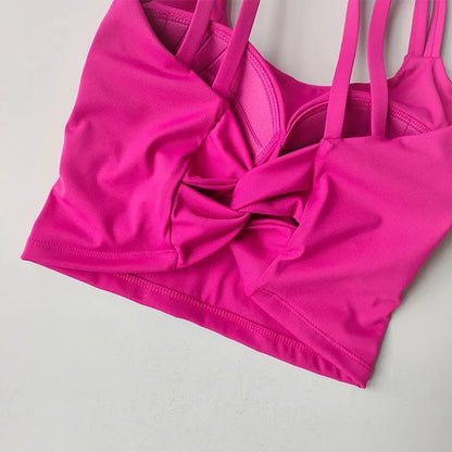 Women's Sports Bras Fitness Top Lingerie, Push Up Fixed Pad Yoga Bra Knotted Back Running Vest Gym Tops The Clothing Company Sydney