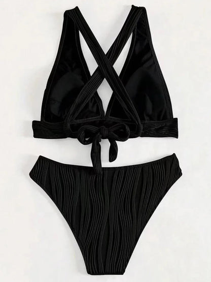 2 Piece Wrinkled Crinkled Bikini Swimwear Swimsuit Two-pieces Bikini Set High Cut Bathing Suit Swim Beach Wear The Clothing Company Sydney