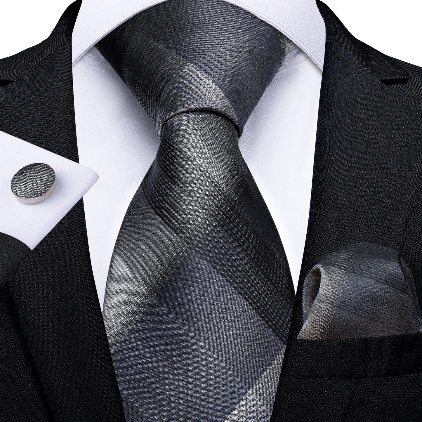 Plaid Print Men's Tie Set 8cm Width Neck Tie Handkerchief Cufflinks Business Wedding Tie Gift Set The Clothing Company Sydney