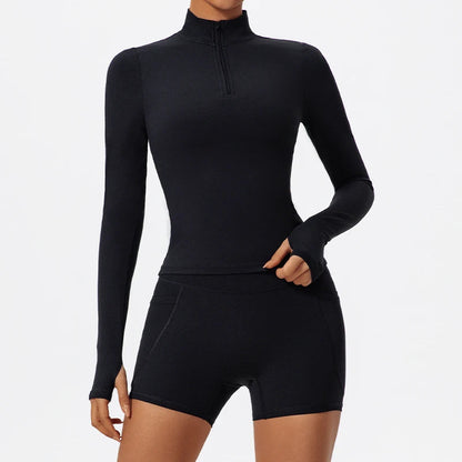 2 Piece Sports Suit Women Half Zipper Long Sleeves Slim Yoga Set Flared Activewear Gym Workout Sportswear The Clothing Company Sydney