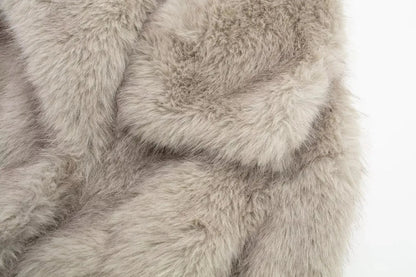 Women's Fashion Cropped Faux Fur Jacket Coat Long Sleeve Front Snap-button Outerwear Chic Lapel Collar Thick Coat The Clothing Company Sydney