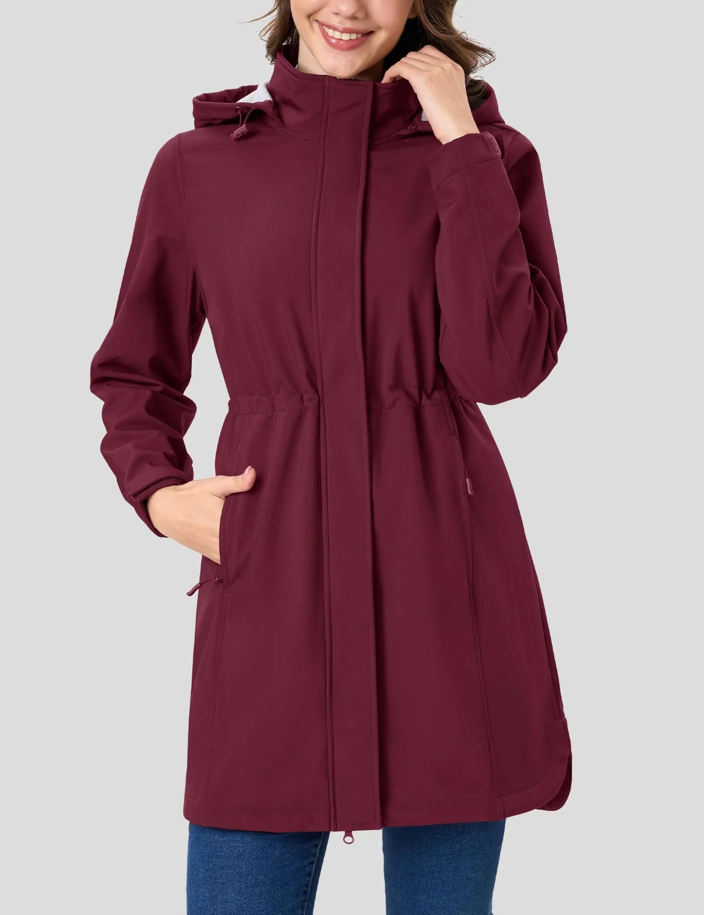 Long Fleece Lined Jackets Womens Warm Winter Softshell Jackets Windproof Hooded Rain Coat Outdoor Windbreaker Parka The Clothing Company Sydney