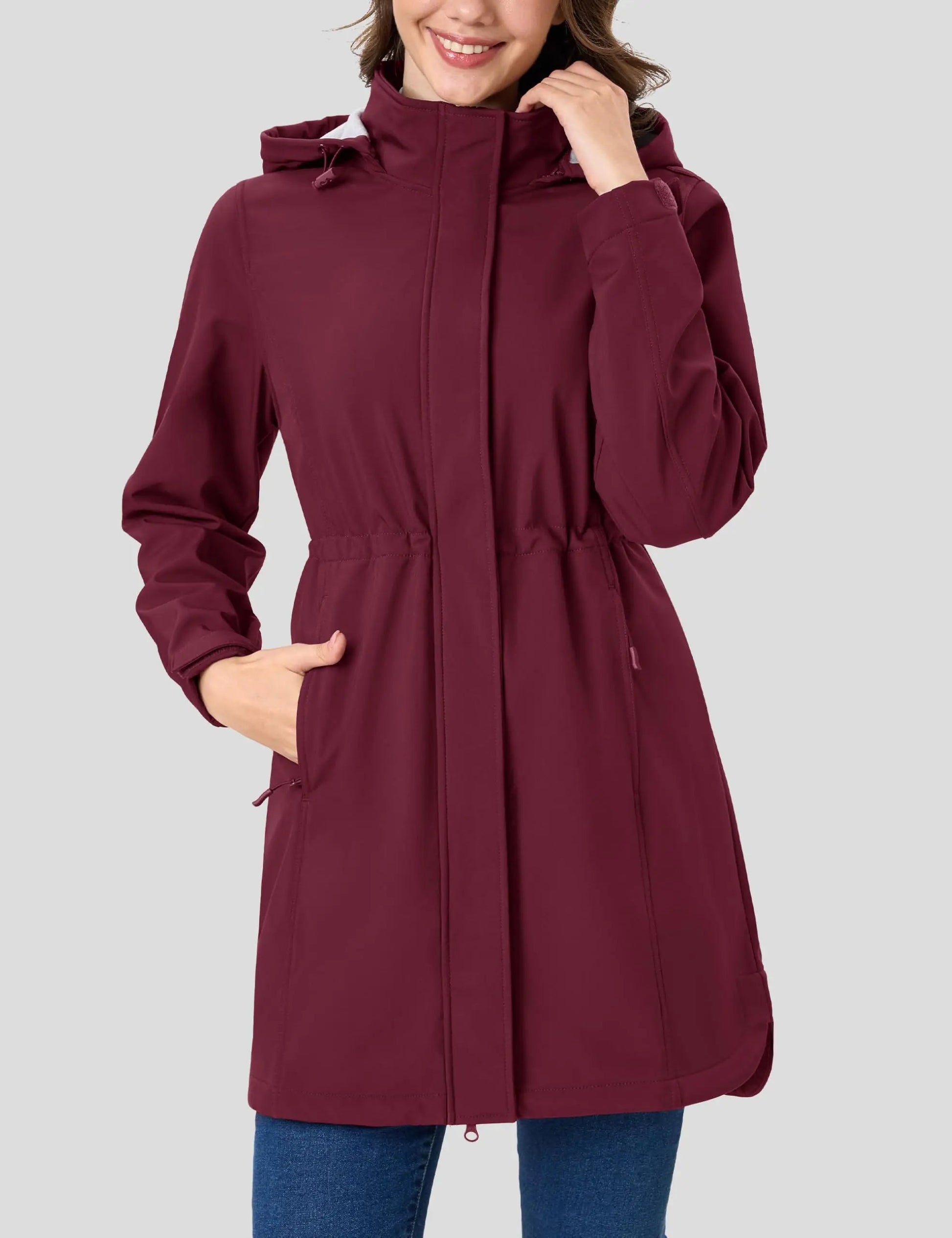 Long Fleece Lined Jackets Womens Warm Winter Softshell Jackets Windproof Hooded Rain Coat Outdoor Windbreaker Parka The Clothing Company Sydney