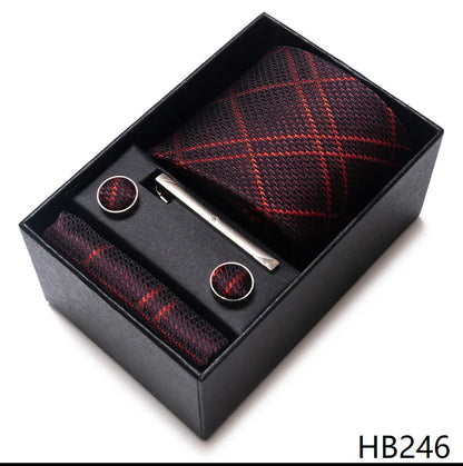 4 Piece Tie Handkerchief Cufflink Set For Men Necktie Holiday Gift Box Blue Gold Suit Accessories Slim Wedding Set The Clothing Company Sydney