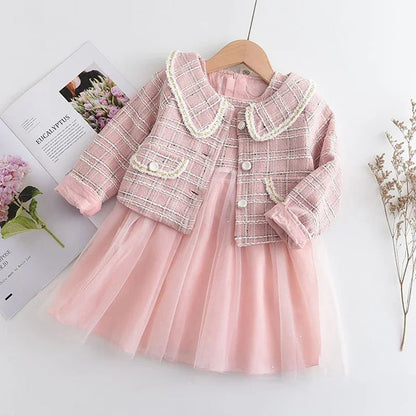 3 Piece Girls Clothes Spring Autumn New Girls Plaid Vest Dress Retro Outwear Coat Fashion Baby Party Outfits Set The Clothing Company Sydney