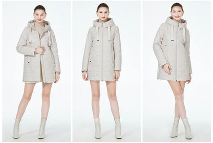 Women's Padded Coat Autumn Mid-Length Loose Parka Light Cotton Quilted Jacket - The Clothing Company Sydney