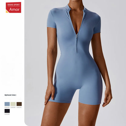 Women's One-piece Yoga Pants Short/Long-sleeved Warm ski Overalls Outerwear High Elastic Cycling Bodybuilding Bodysuit - The Clothing Company Sydney