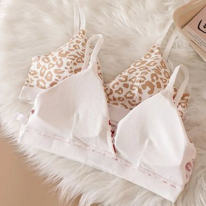 Women's Seamless Bra Set Leopard V-neck Brassieres and Low Rise Panties Lingerie Sport Bra Top Female Cotton Underwear Set - The Clothing Company Sydney