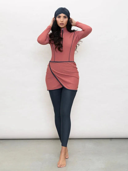 3 Piece Swimwear Women Full Length Patchwork Long Sleeves Sports Bathing Suit Quick Drying Swimsuit The Clothing Company Sydney