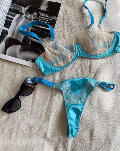 Luxury Lingerie Set Women 2 Piece Satin Patchwork Delicate Seamless Underwear See Through Exotic Sets The Clothing Company Sydney
