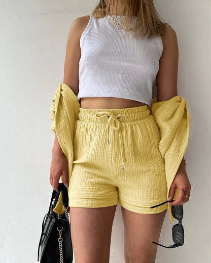 Summer Women's Suit Short Sets Outfits Suit Two Piece Button Up Matching Outfit Set - The Clothing Company Sydney