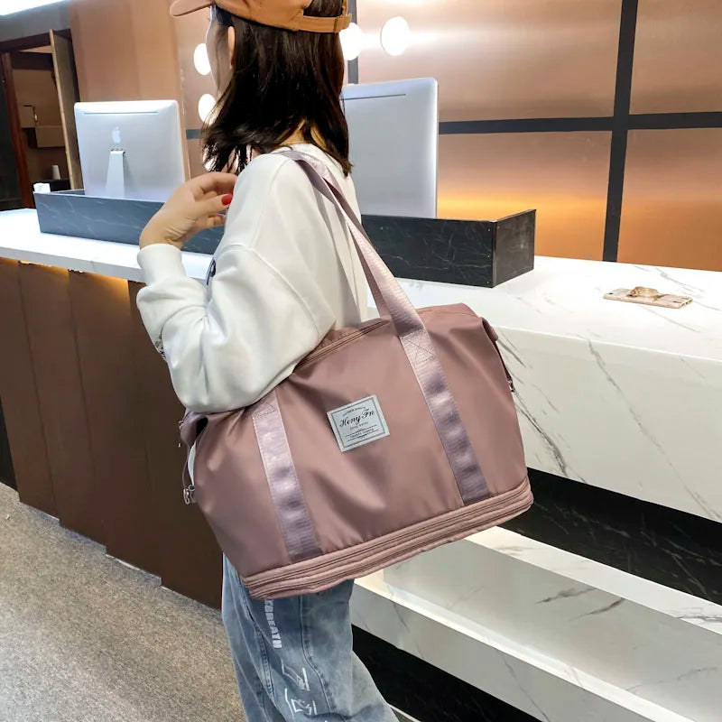 Travel Bag Women Shoulder Bag Casual Handbag Double Zipper Expansion Bag Large Bag Fashion Luggage Bag - The Clothing Company Sydney