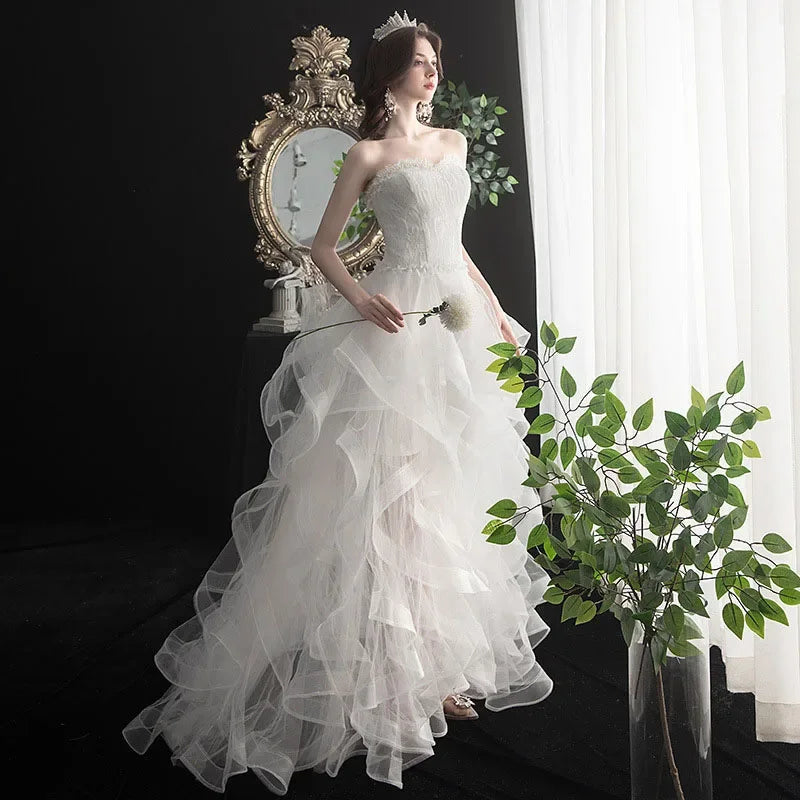 Long Back Light Wedding Dress Princess Fluffy Trailing Cake Skirt  Wedding Dress The Clothing Company Sydney