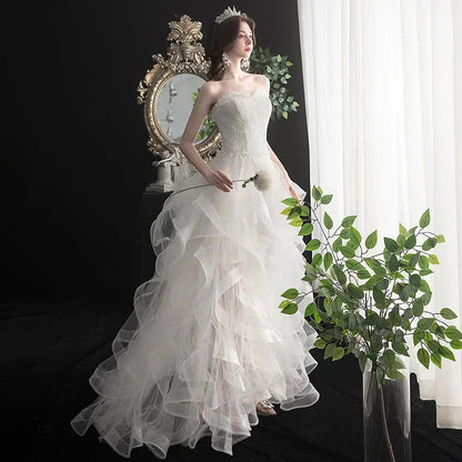 Long Back Light Wedding Dress Princess Fluffy Trailing Cake Skirt  Wedding Dress The Clothing Company Sydney