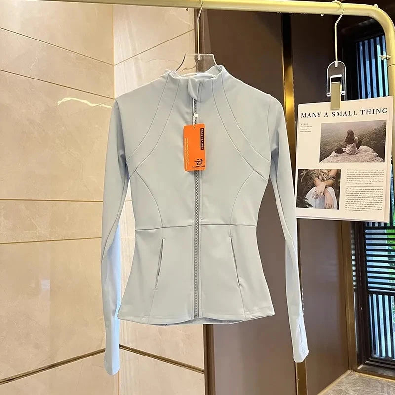 Women Sports Jacket Zip Fitness Yoga Shirt Workout Running Coats Warm Gym Long Sleeve Top Cardigan Slim Tight Jacket Activewear The Clothing Company Sydney