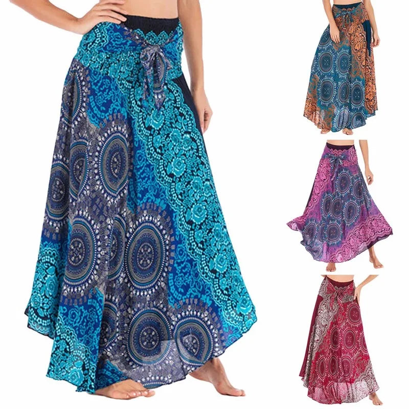 Bohemian Fashion Skirts Woman Long Boho Floral Elastic Waist Women's Skirt - The Clothing Company Sydney