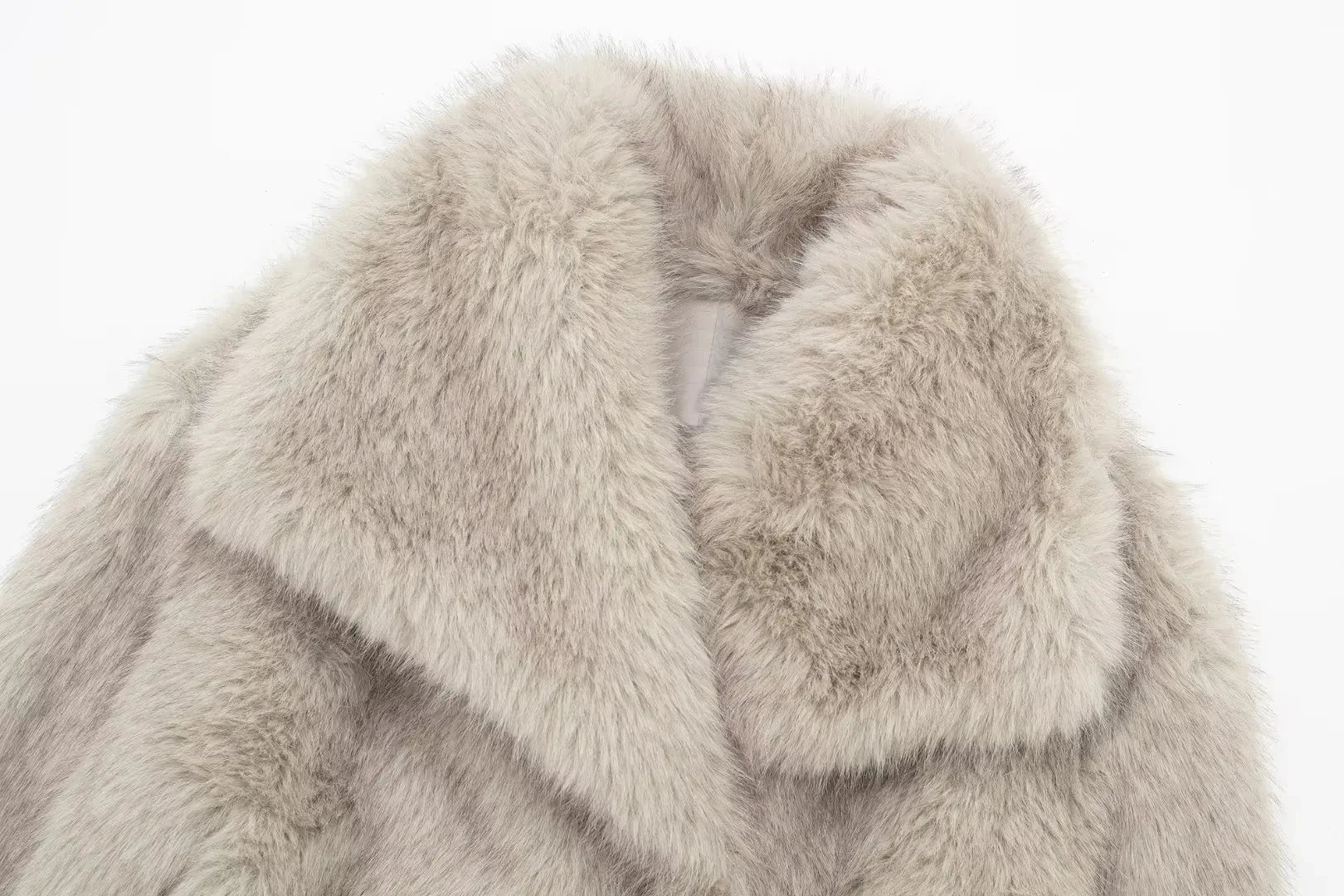 Women's Fashion Cropped Faux Fur Jacket Coat Long Sleeve Front Snap-button Outerwear Chic Lapel Collar Thick Coat The Clothing Company Sydney